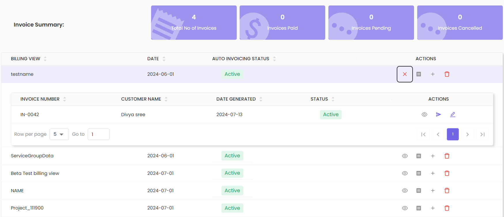 Invoice History